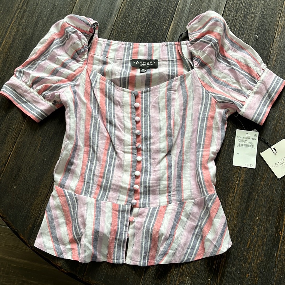 NWT Nordstrom Shelli Segal Laundry Women’s Top peplum striped size XS